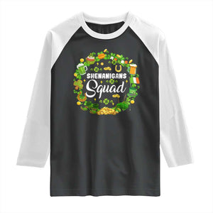 Funny St Patrick's Day Raglan Shirt Shenanigans Squad Matching Group TS09 Black White Print Your Wear