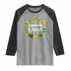 Funny St Patrick's Day Raglan Shirt Shenanigans Squad Matching Group TS09 Sport Gray Black Print Your Wear