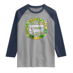 Funny St Patrick's Day Raglan Shirt Shenanigans Squad Matching Group TS09 Sport Gray Navy Print Your Wear