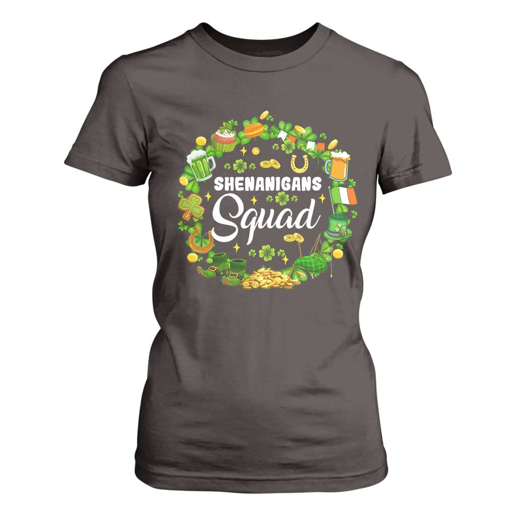 Funny St Patrick's Day T Shirt For Women Shenanigans Squad Matching Group TS09 Dark Chocolate Print Your Wear