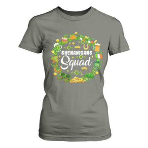 Funny St Patrick's Day T Shirt For Women Shenanigans Squad Matching Group TS09 Military Green Print Your Wear