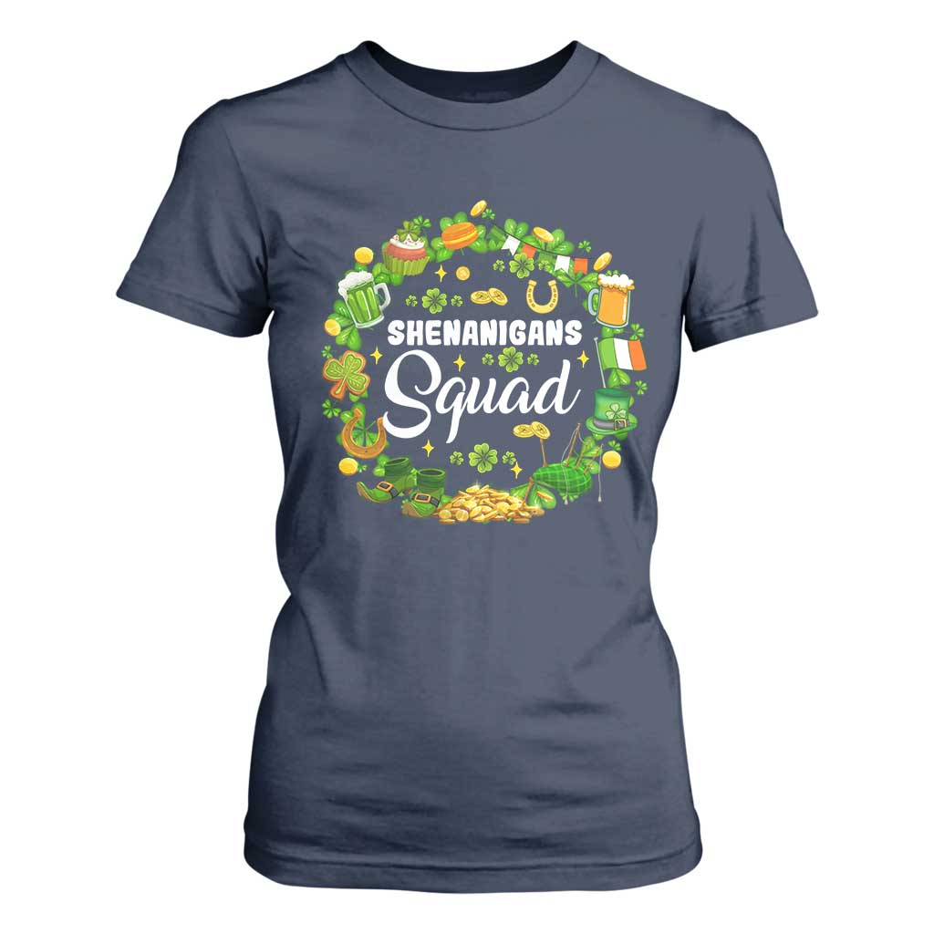 Funny St Patrick's Day T Shirt For Women Shenanigans Squad Matching Group TS09 Navy Print Your Wear