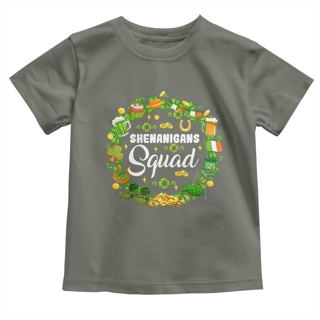 Funny St Patrick's Day Toddler T Shirt Shenanigans Squad Matching Group TS09 Military Green Print Your Wear