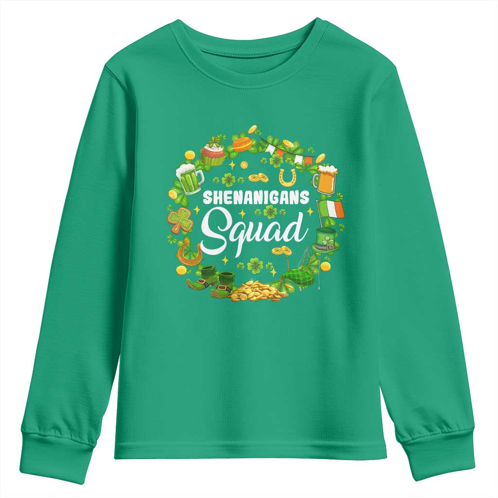 Funny St Patrick's Day Youth Sweatshirt Shenanigans Squad Matching Group TS09 Irish Green Print Your Wear