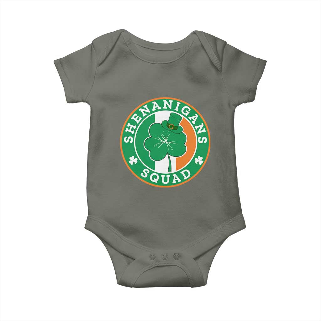St Patrick's Day Baby Onesie Shenanigans Squad Funny Matching Group TS09 Military Green Print Your Wear