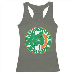 St Patrick's Day Racerback Tank Top Shenanigans Squad Funny Matching Group TS09 Military Green Print Your Wear