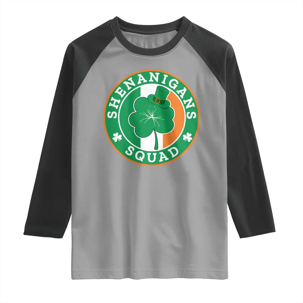 St Patrick's Day Raglan Shirt Shenanigans Squad Funny Matching Group TS09 Sport Gray Black Print Your Wear