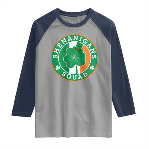 St Patrick's Day Raglan Shirt Shenanigans Squad Funny Matching Group TS09 Sport Gray Navy Print Your Wear