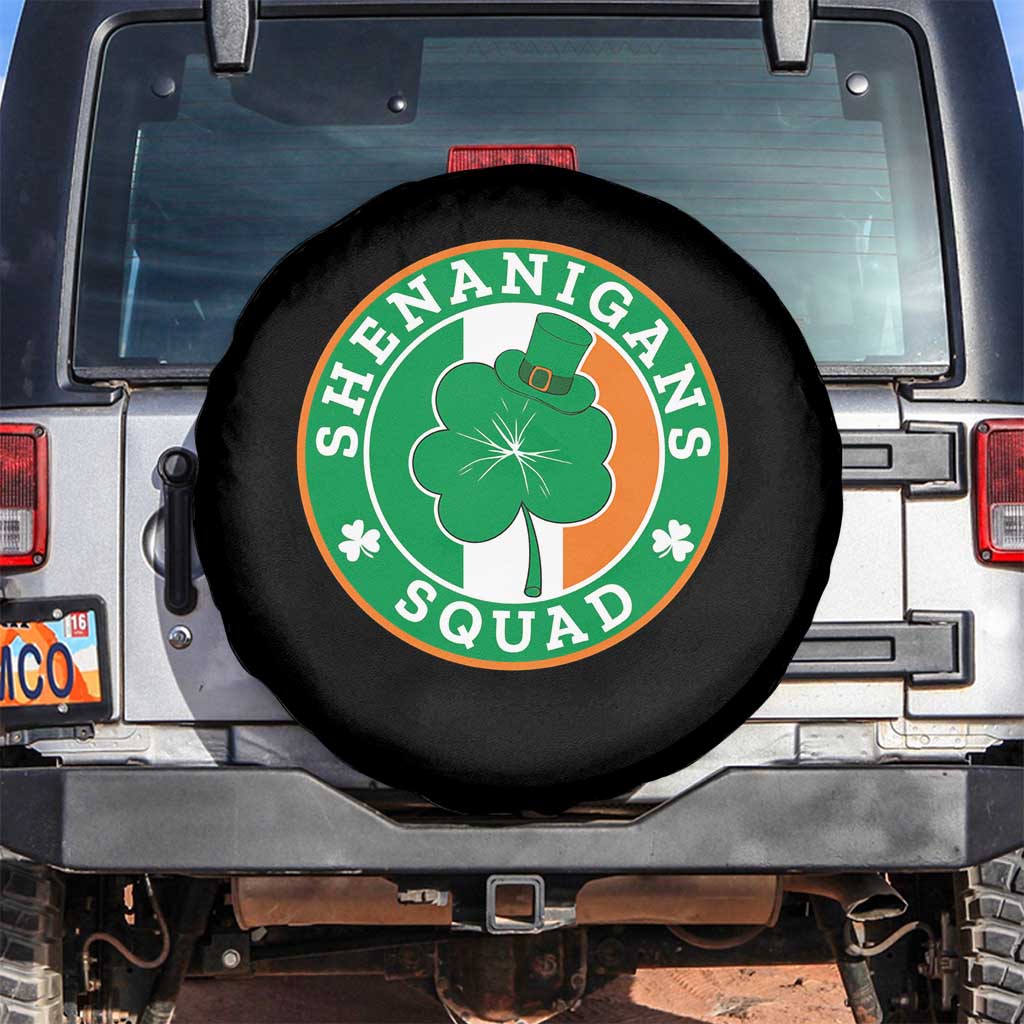 St Patrick's Day Spare Tire Cover Shenanigans Squad Funny Matching Group TS09 No hole Black Print Your Wear