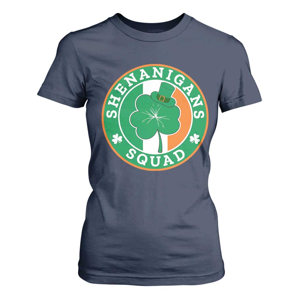 St Patrick's Day T Shirt For Women Shenanigans Squad Funny Matching Group TS09 Navy Print Your Wear