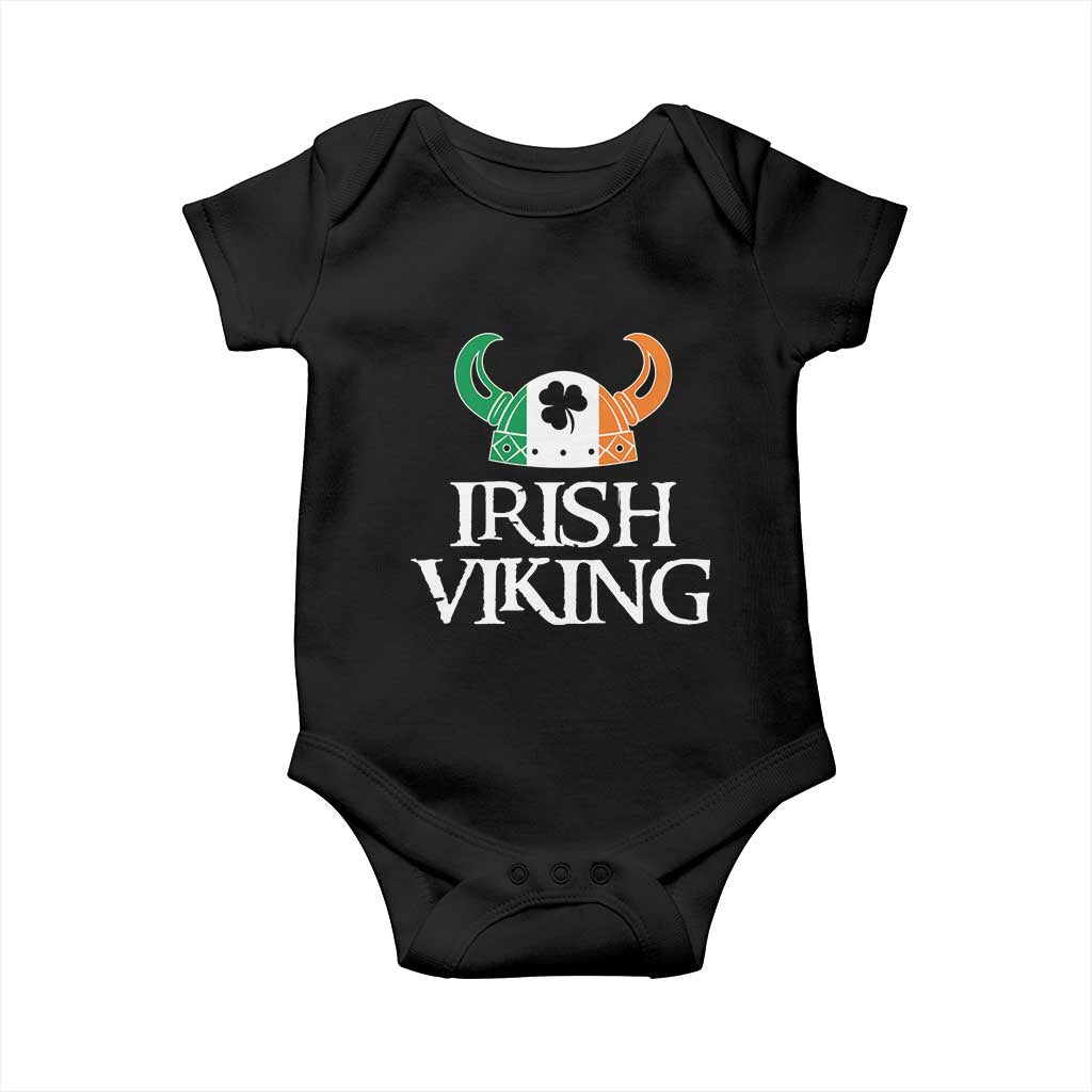 St Patrick's Day Baby Onesie Irish Viking Helmet Lucky Shamrocks Ireland Flag TS09 Black Print Your Wear