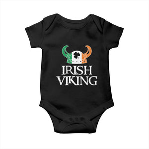 St Patrick's Day Baby Onesie Irish Viking Helmet Lucky Shamrocks Ireland Flag TS09 Black Print Your Wear