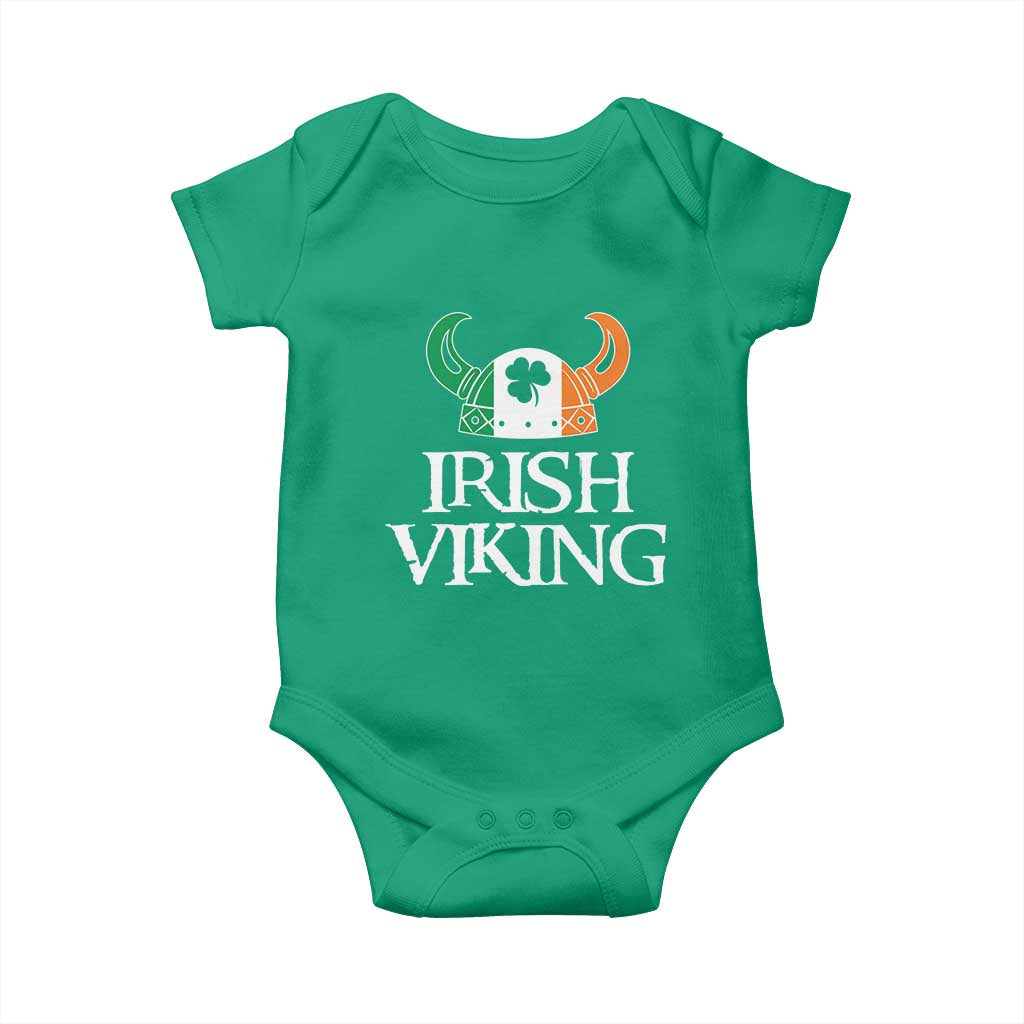 St Patrick's Day Baby Onesie Irish Viking Helmet Lucky Shamrocks Ireland Flag TS09 Irish Green Print Your Wear