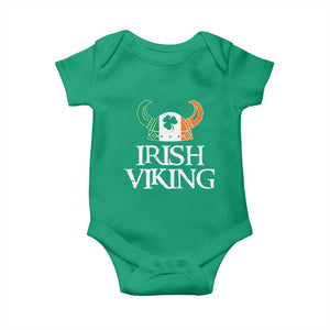 St Patrick's Day Baby Onesie Irish Viking Helmet Lucky Shamrocks Ireland Flag TS09 Irish Green Print Your Wear