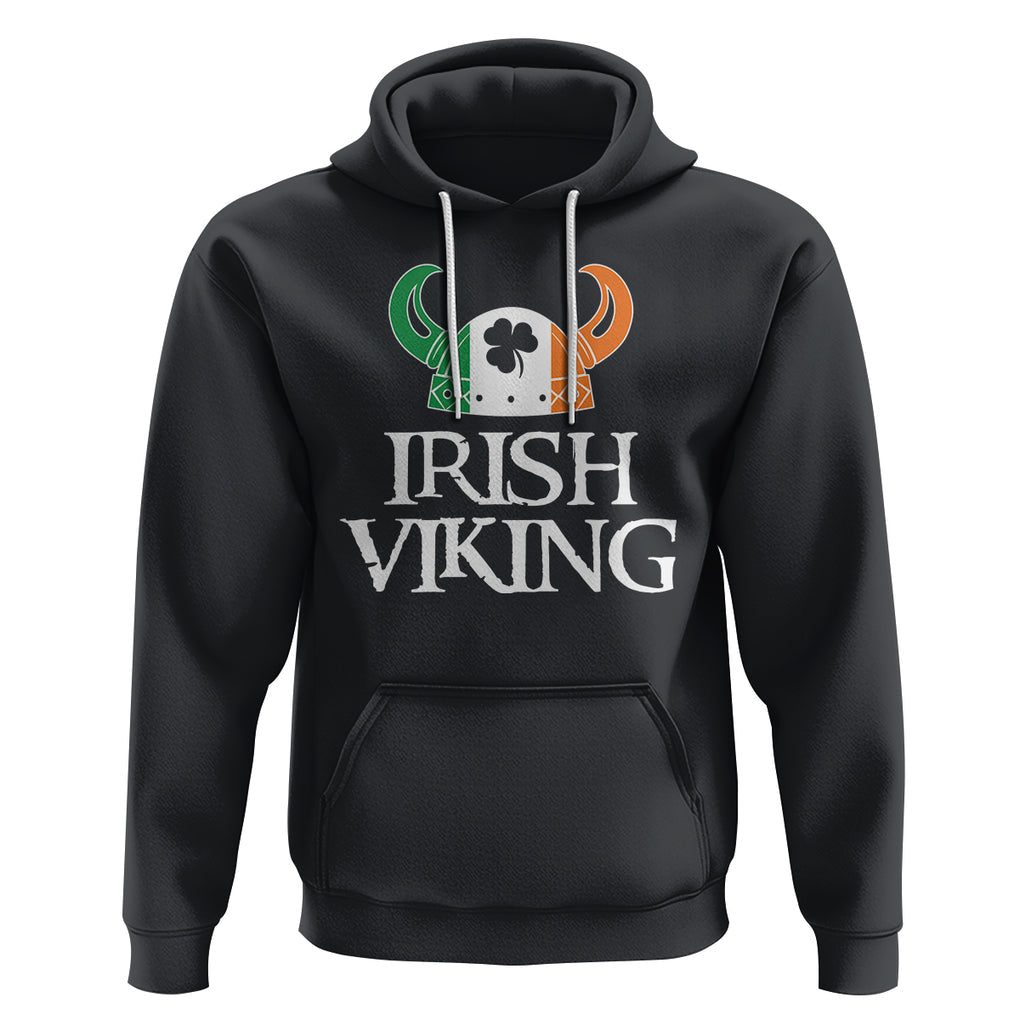 St. Patrick's Day Hoodie Irish Viking Helmet Lucky Shamrocks Ireland Flag TS09 Black Printyourwear