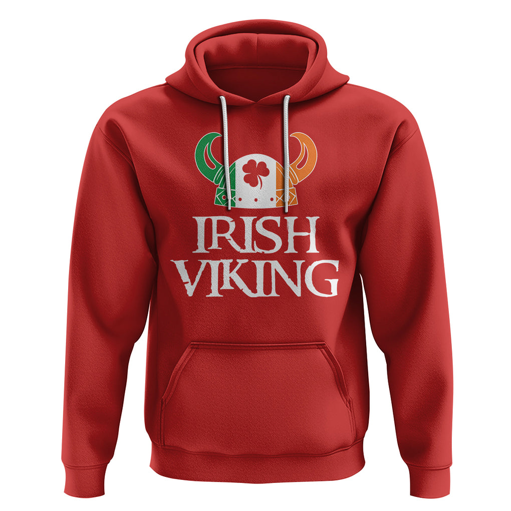 St. Patrick's Day Hoodie Irish Viking Helmet Lucky Shamrocks Ireland Flag TS09 Red Printyourwear