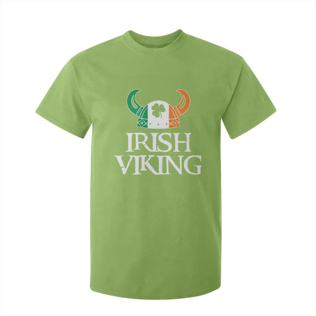 St Patrick's Day T Shirt For Kid Irish Viking Helmet Lucky Shamrocks Ireland Flag TS09 Lime Print Your Wear