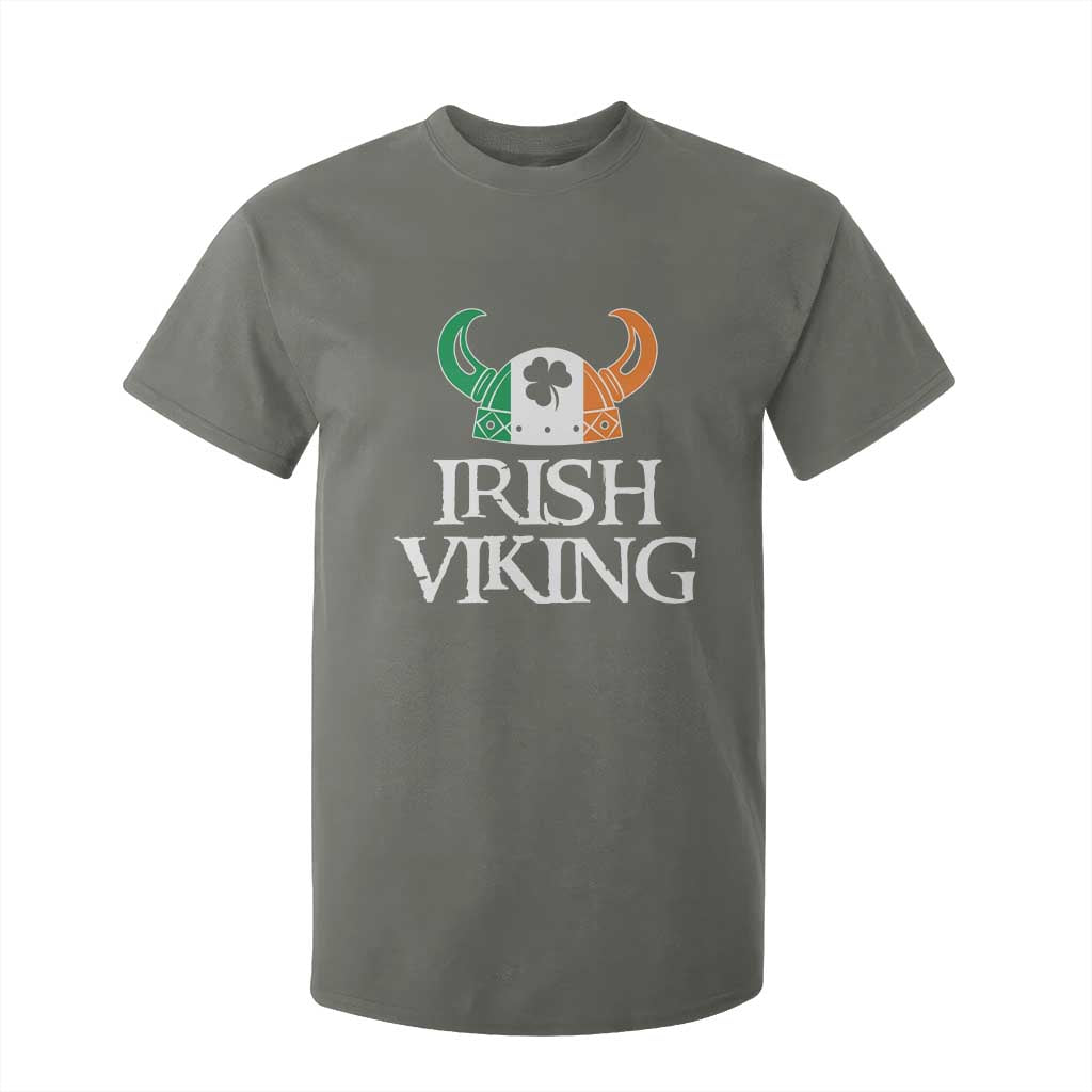St Patrick's Day T Shirt For Kid Irish Viking Helmet Lucky Shamrocks Ireland Flag TS09 Military Green Print Your Wear