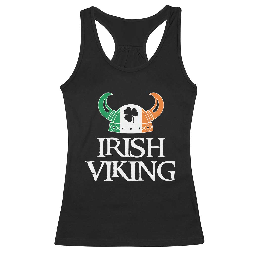 St Patrick's Day Racerback Tank Top Irish Viking Helmet Lucky Shamrocks Ireland Flag TS09 Black Print Your Wear