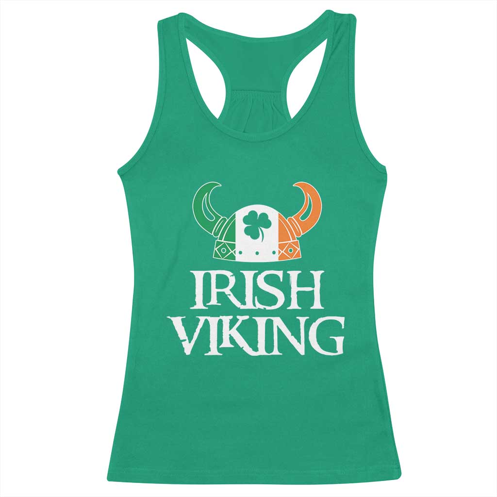 St Patrick's Day Racerback Tank Top Irish Viking Helmet Lucky Shamrocks Ireland Flag TS09 Irish Green Print Your Wear