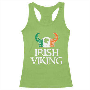 St Patrick's Day Racerback Tank Top Irish Viking Helmet Lucky Shamrocks Ireland Flag TS09 Lime Print Your Wear