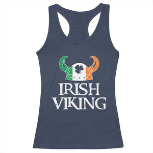 St Patrick's Day Racerback Tank Top Irish Viking Helmet Lucky Shamrocks Ireland Flag TS09 Navy Print Your Wear