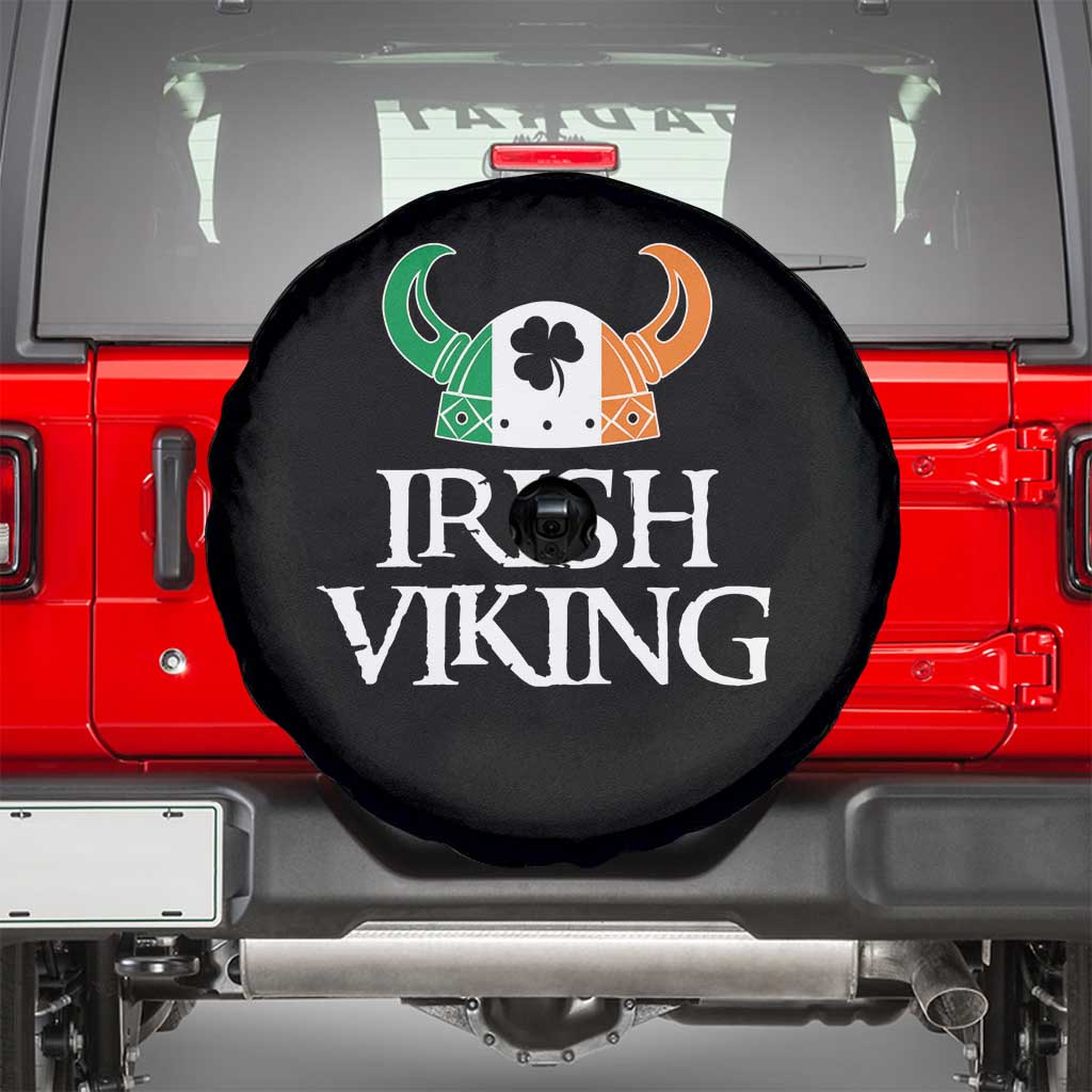St Patrick's Day Spare Tire Cover Irish Viking Helmet Lucky Shamrocks Ireland Flag TS09 Black Print Your Wear
