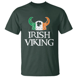St. Patrick's Day T Shirt Irish Viking Helmet Lucky Shamrocks Ireland Flag TS09 Dark Forest Green Printyourwear