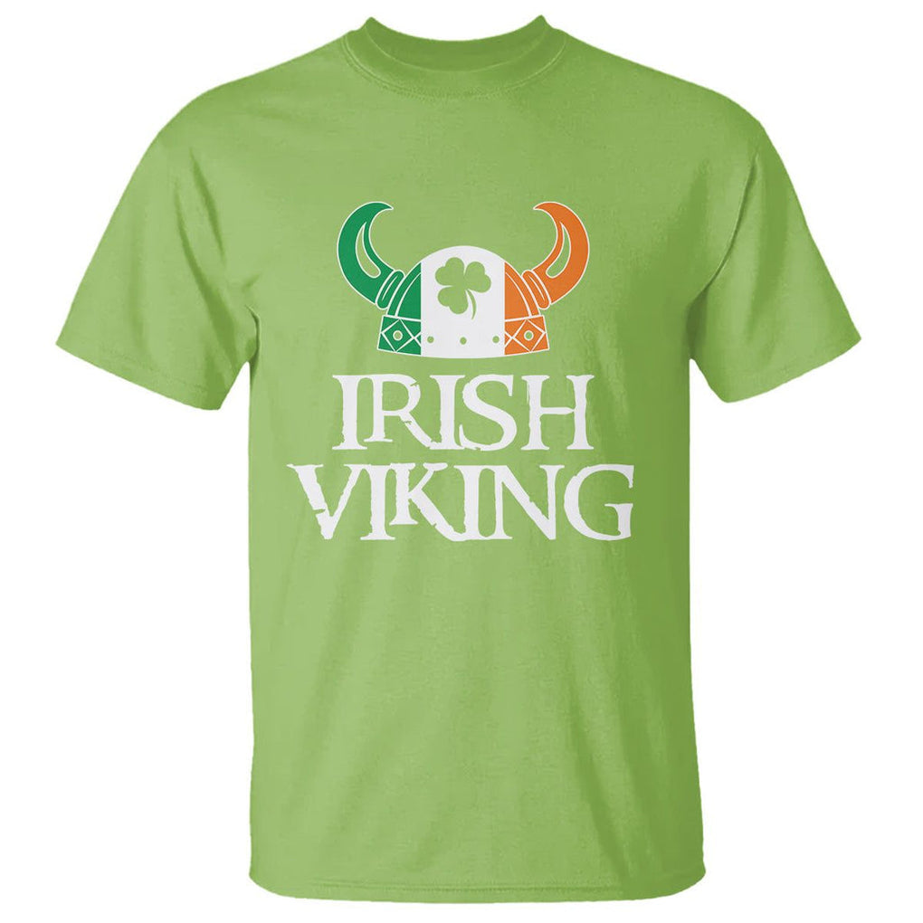 St. Patrick's Day T Shirt Irish Viking Helmet Lucky Shamrocks Ireland Flag TS09 Lime Printyourwear