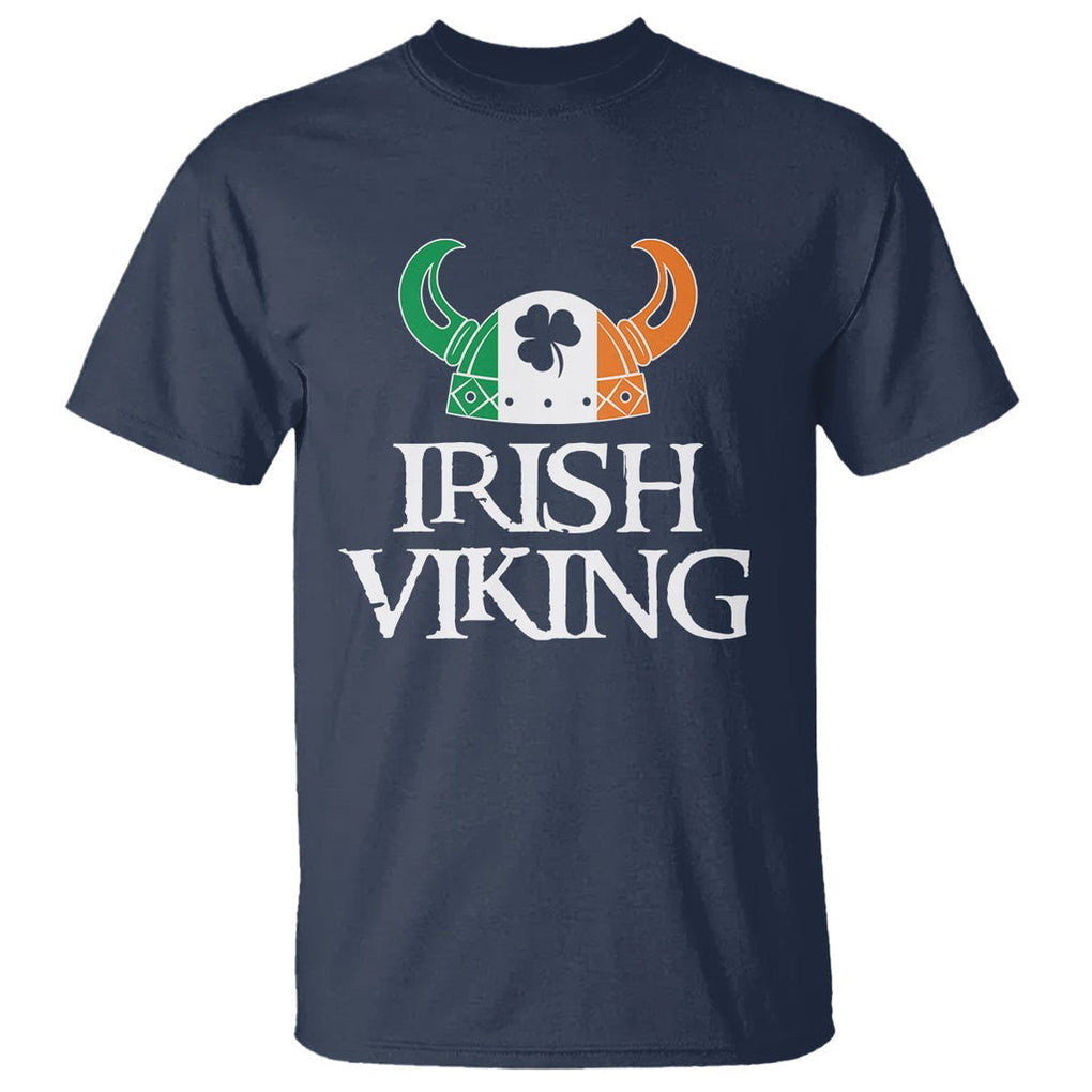 St. Patrick's Day T Shirt Irish Viking Helmet Lucky Shamrocks Ireland Flag TS09 Navy Printyourwear