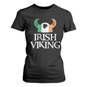 St Patrick's Day T Shirt For Women Irish Viking Helmet Lucky Shamrocks Ireland Flag TS09 Black Print Your Wear