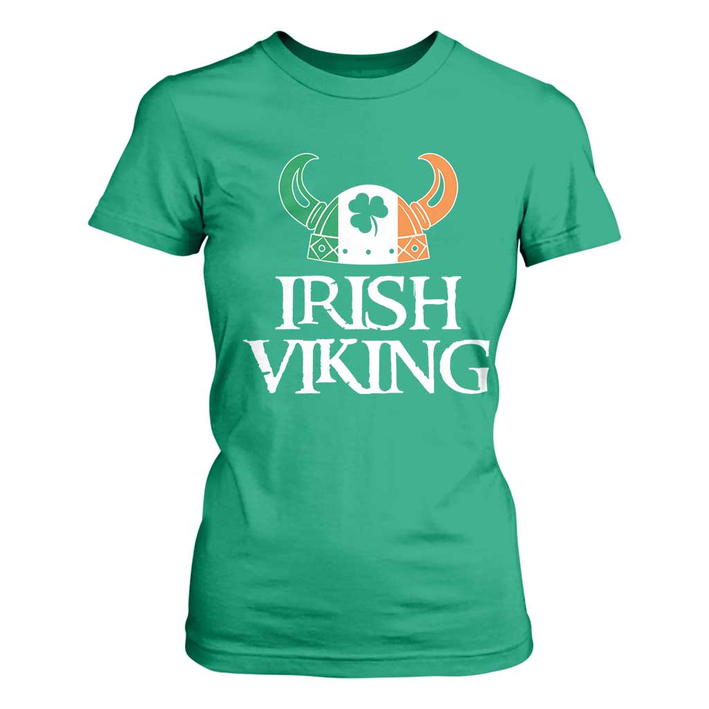 St Patrick's Day T Shirt For Women Irish Viking Helmet Lucky Shamrocks Ireland Flag TS09 Irish Green Print Your Wear