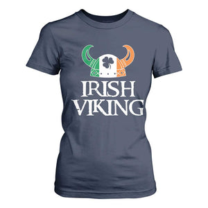 St Patrick's Day T Shirt For Women Irish Viking Helmet Lucky Shamrocks Ireland Flag TS09 Navy Print Your Wear