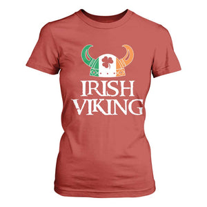 St Patrick's Day T Shirt For Women Irish Viking Helmet Lucky Shamrocks Ireland Flag TS09 Red Print Your Wear