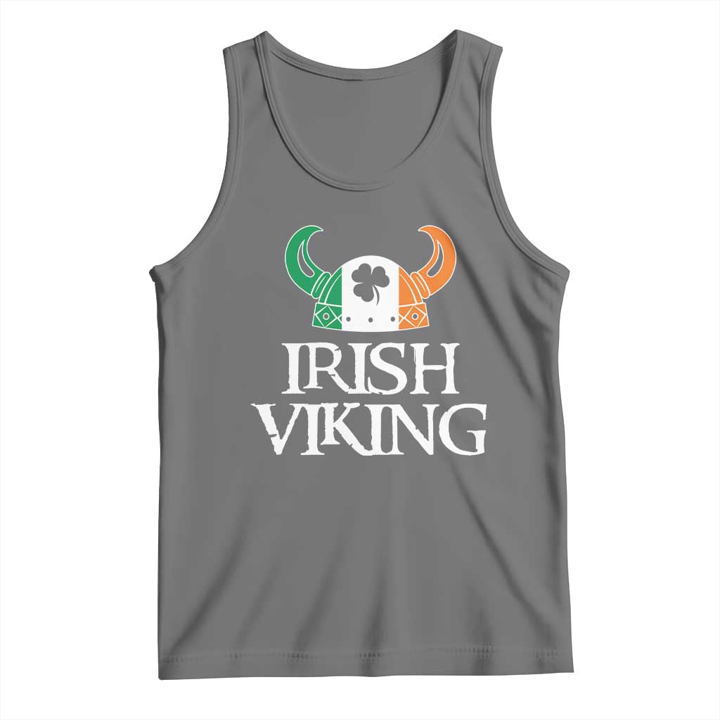 St Patrick's Day Tank Top Irish Viking Helmet Lucky Shamrocks Ireland Flag TS09 Black Heather Print Your Wear