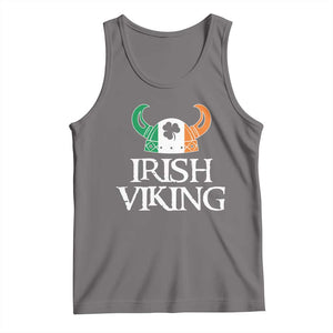 St Patrick's Day Tank Top Irish Viking Helmet Lucky Shamrocks Ireland Flag TS09 Deep Heather Print Your Wear