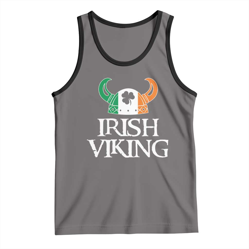 St Patrick's Day Tank Top Irish Viking Helmet Lucky Shamrocks Ireland Flag TS09 Deep Heather Black Print Your Wear