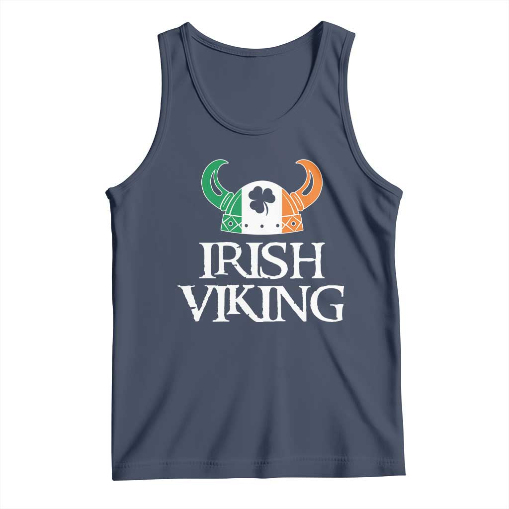 St Patrick's Day Tank Top Irish Viking Helmet Lucky Shamrocks Ireland Flag TS09 Navy Print Your Wear