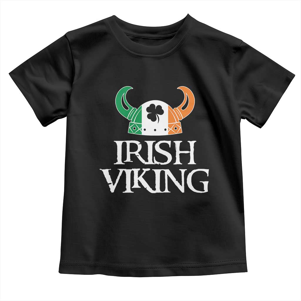 St Patrick's Day Toddler T Shirt Irish Viking Helmet Lucky Shamrocks Ireland Flag TS09 Black Print Your Wear