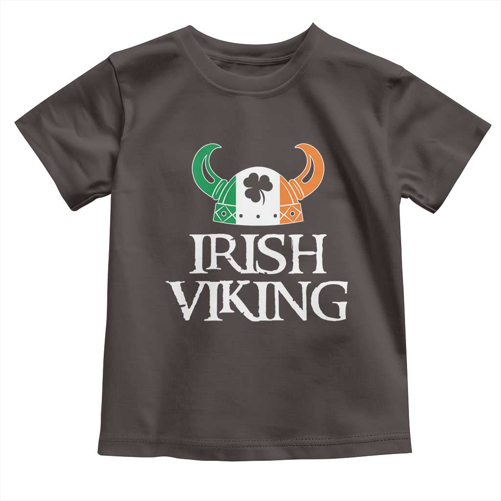 St Patrick's Day Toddler T Shirt Irish Viking Helmet Lucky Shamrocks Ireland Flag TS09 Dark Chocolate Print Your Wear
