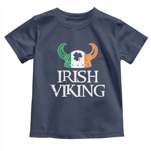 St Patrick's Day Toddler T Shirt Irish Viking Helmet Lucky Shamrocks Ireland Flag TS09 Navy Print Your Wear