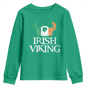 St Patrick's Day Youth Sweatshirt Irish Viking Helmet Lucky Shamrocks Ireland Flag TS09 Irish Green Print Your Wear