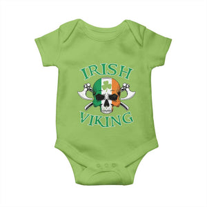 St Patrick's Day Baby Onesie Irish Viking Skull Lucky Shamrocks Ireland Flag TS09 Lime Print Your Wear