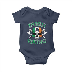 St Patrick's Day Baby Onesie Irish Viking Skull Lucky Shamrocks Ireland Flag TS09 Navy Print Your Wear