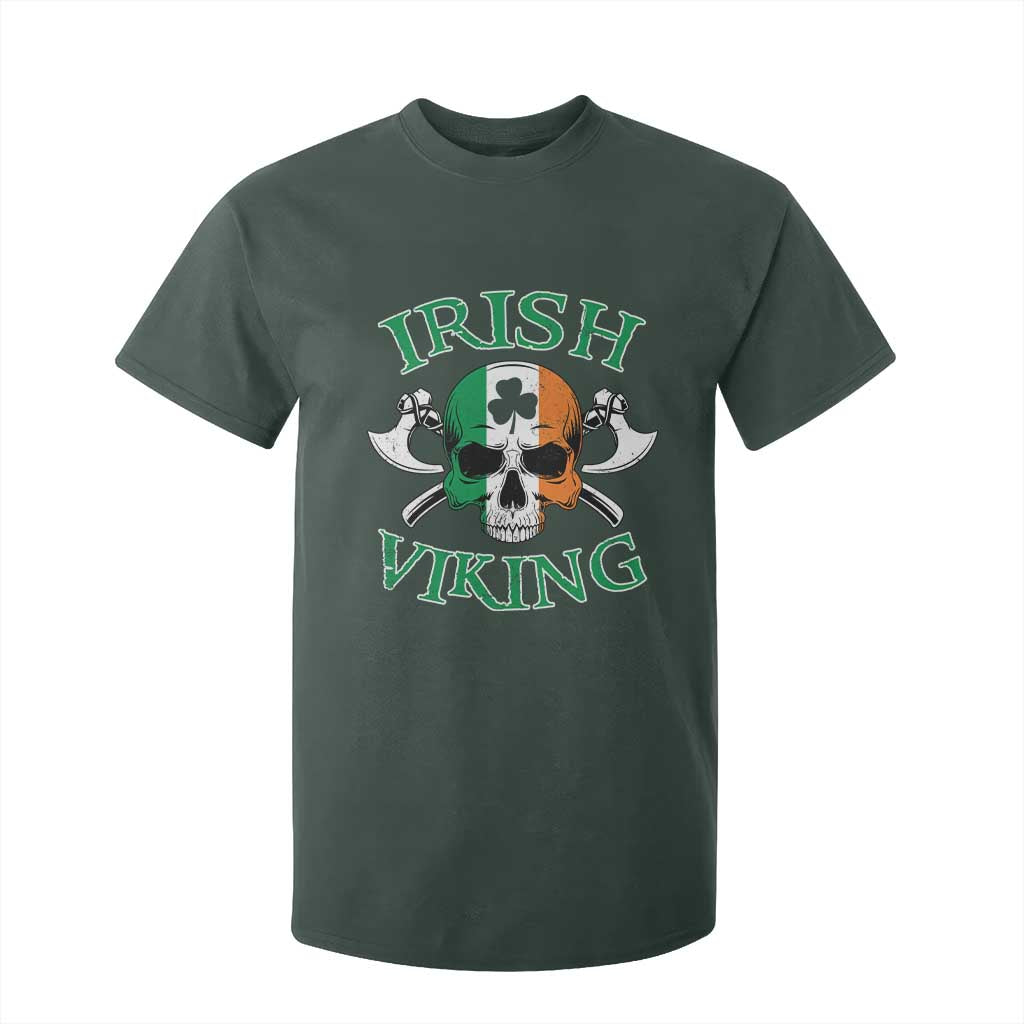 St Patrick's Day T Shirt For Kid Irish Viking Skull Lucky Shamrocks Ireland Flag TS09 Dark Forest Green Print Your Wear