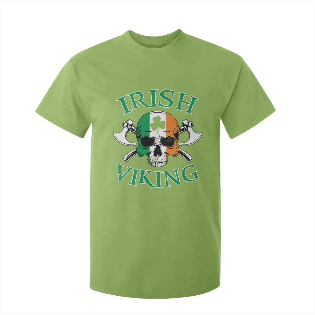 St Patrick's Day T Shirt For Kid Irish Viking Skull Lucky Shamrocks Ireland Flag TS09 Lime Print Your Wear