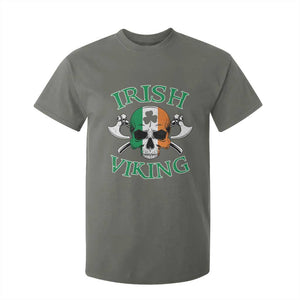 St Patrick's Day T Shirt For Kid Irish Viking Skull Lucky Shamrocks Ireland Flag TS09 Military Green Print Your Wear