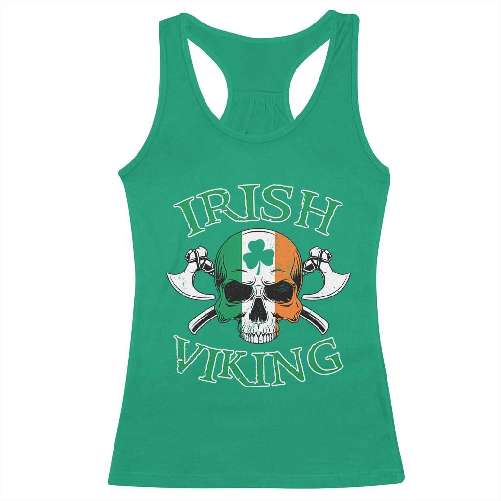 St Patrick's Day Racerback Tank Top Irish Viking Skull Lucky Shamrocks Ireland Flag TS09 Irish Green Print Your Wear