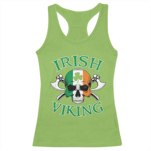 St Patrick's Day Racerback Tank Top Irish Viking Skull Lucky Shamrocks Ireland Flag TS09 Lime Print Your Wear