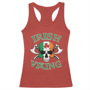 St Patrick's Day Racerback Tank Top Irish Viking Skull Lucky Shamrocks Ireland Flag TS09 Red Print Your Wear